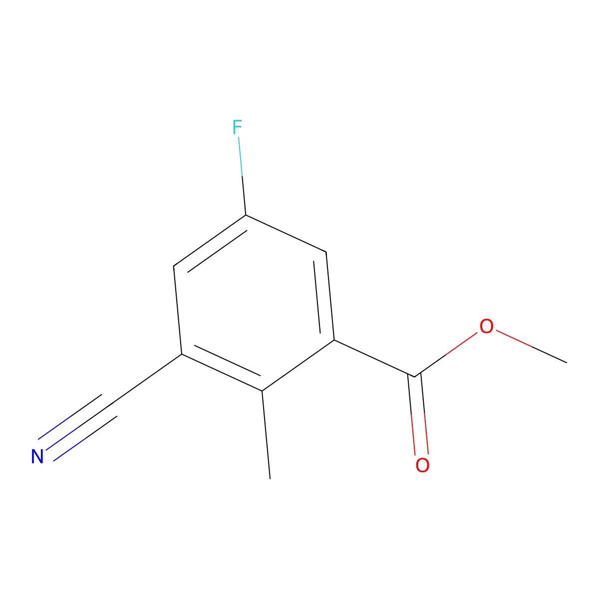 Methyl 3-cyano-5-fluoro-2-methylbenzoate molecular structure, CAS 1807173-98-3