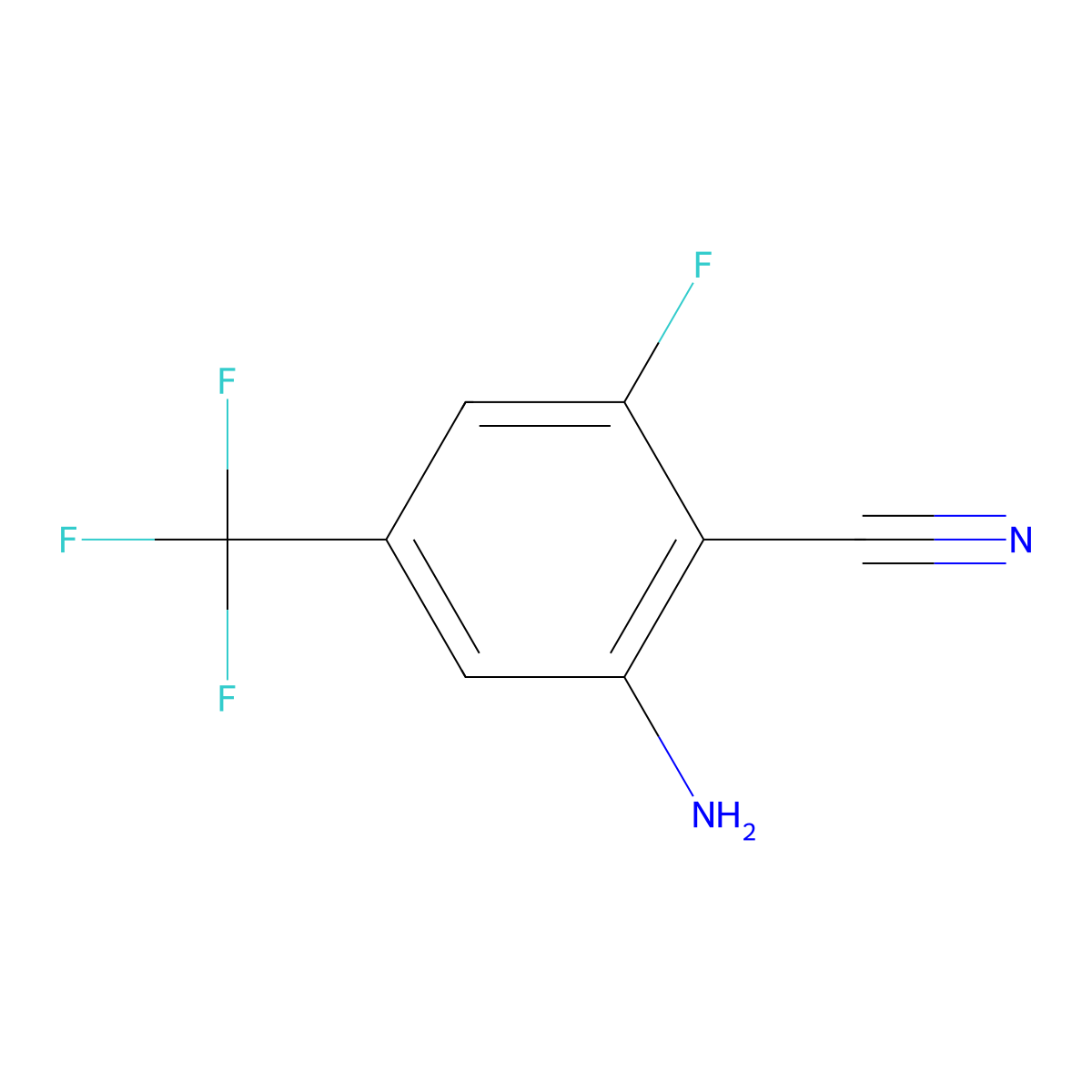 2-Amino-6-fluoro-4-(trifluoromethyl)benzonitrile molecular structure, CAS 1807176-08-4