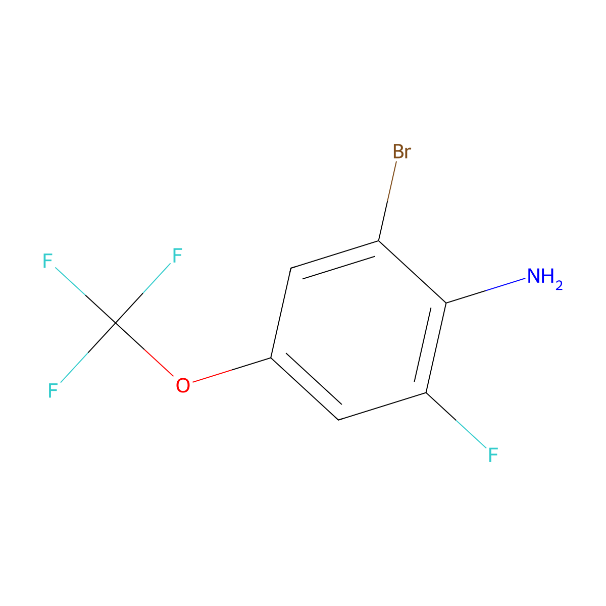 2-Bromo-6-fluoro-4-(trifluoromethoxy)aniline molecular structure, CAS 1807176-33-5