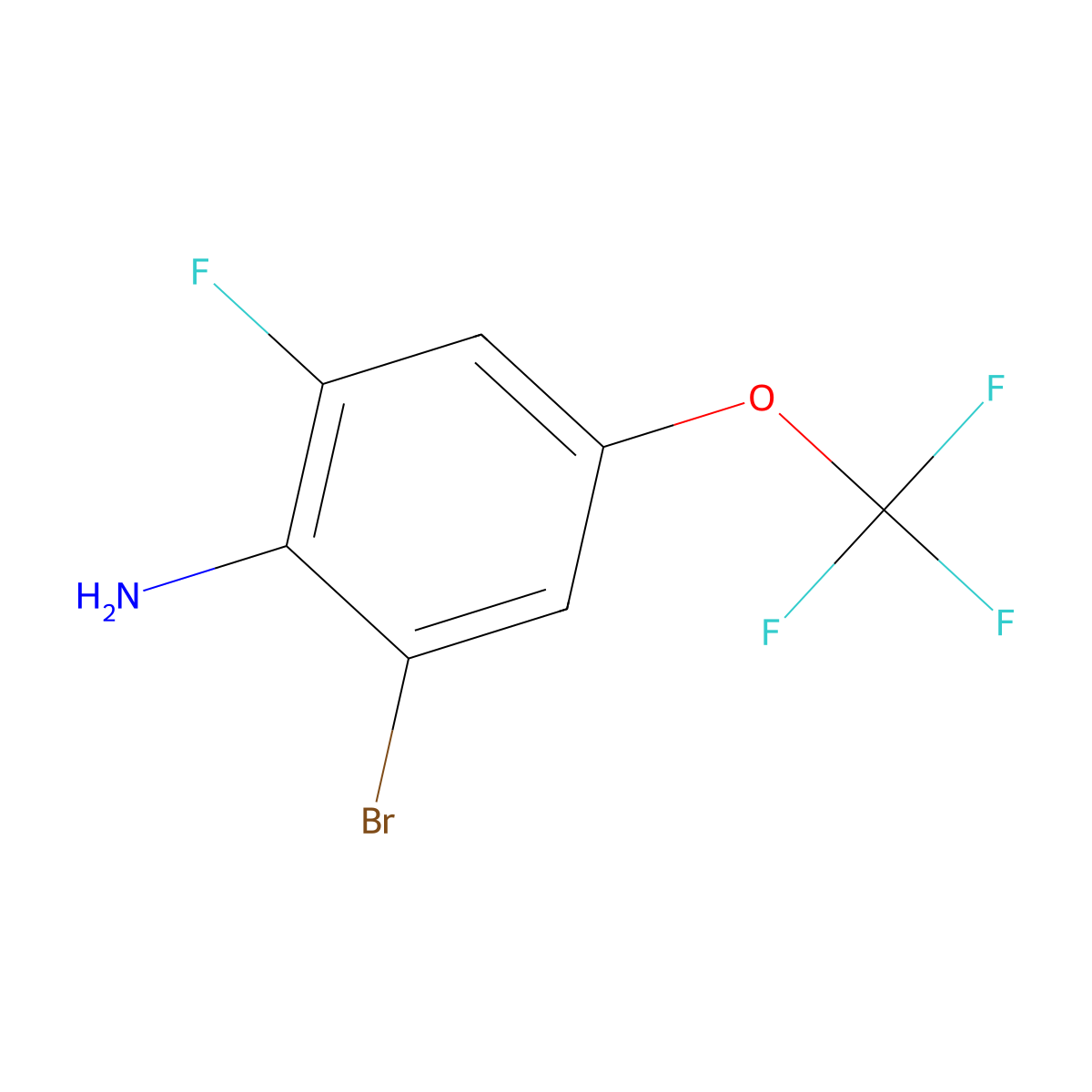 2-Bromo-6-fluoro-4-(trifluoromethoxy)aniline molecular structure, CAS 1807176-33-5