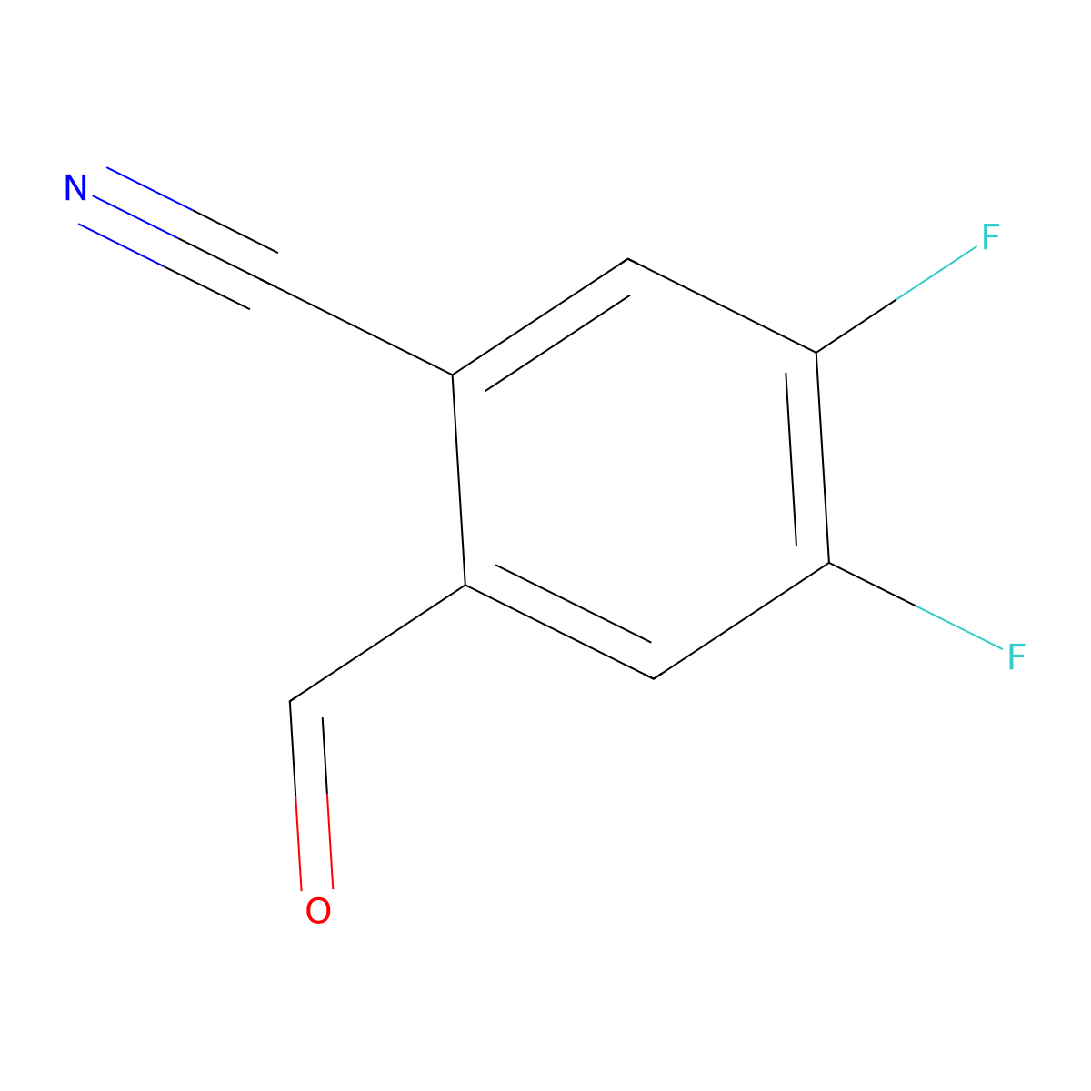 4,5-Difluoro-2-formylbenzonitrile molecular structure, CAS 1807177-35-0