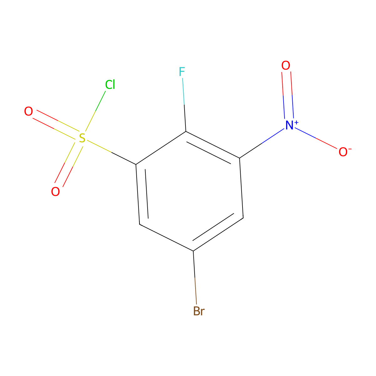 5-Bromo-2-fluoro-3-nitrobenzene-1-sulfonyl chloride molecular structure, CAS 1807181-38-9
