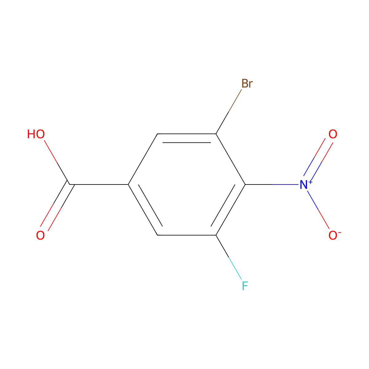 3-Bromo-5-fluoro-4-nitrobenzoic acid molecular structure, CAS 1807181-70-9