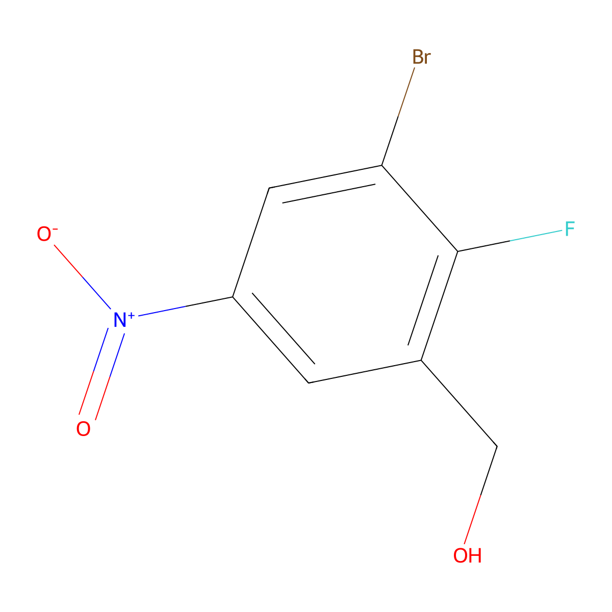 3-Bromo-2-fluoro-5-nitrobenzyl alcohol molecular structure, CAS 1807181-98-1