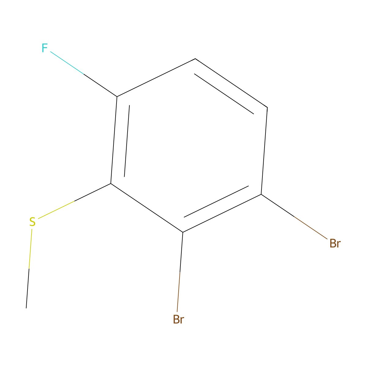 (2,3-Dibromo-6-fluorophenyl)(methyl)sulfane molecular structure, CAS 1807182-60-0