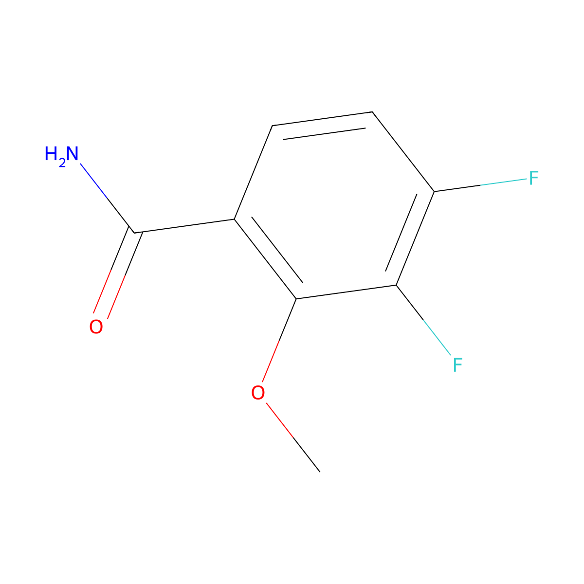 3,4-Difluoro-2-methoxybenzamide molecular structure, CAS 1807182-96-2