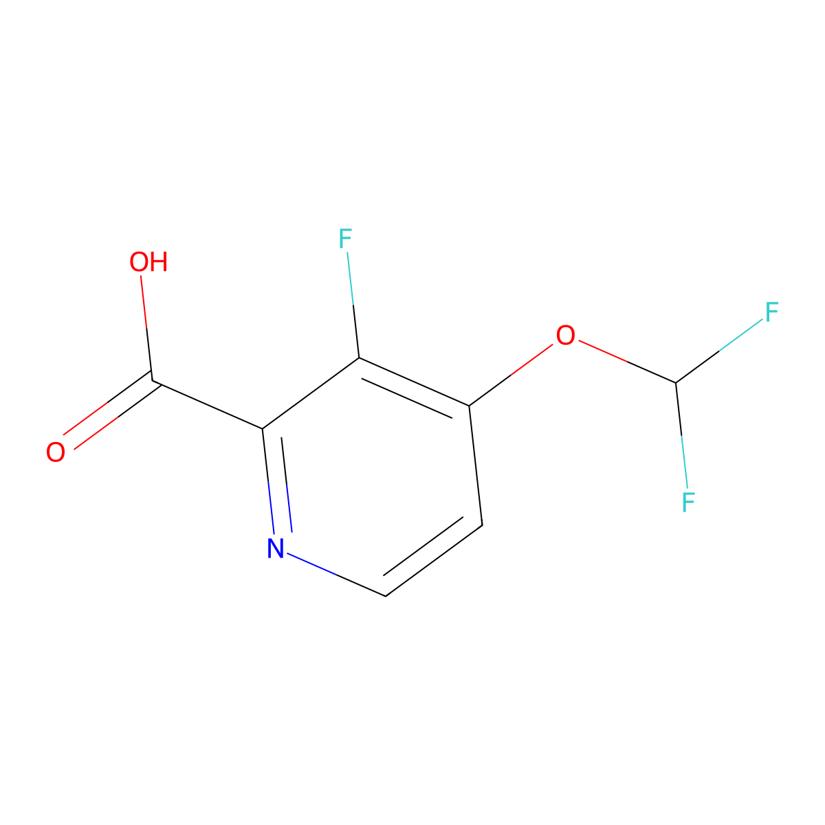 4-Difluoromethoxy-3-fluoropicolinic acid molecular structure, CAS 1807188-94-8