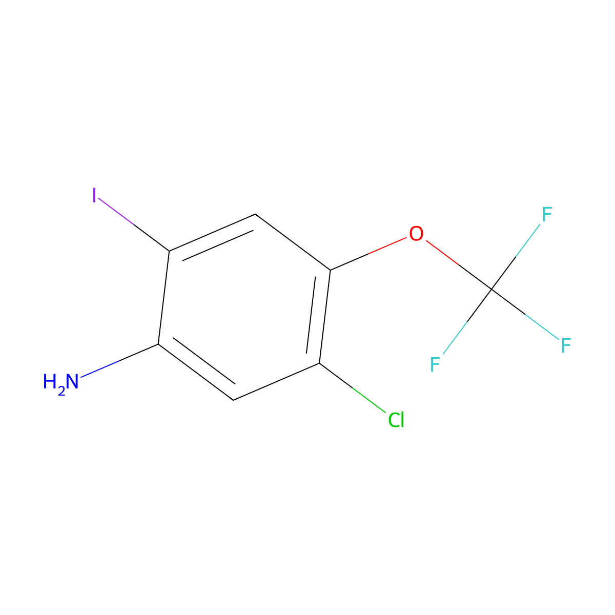 5-Chloro-2-iodo-4-trifluoromethoxy-phenylamine molecular structure, CAS 1807189-26-9