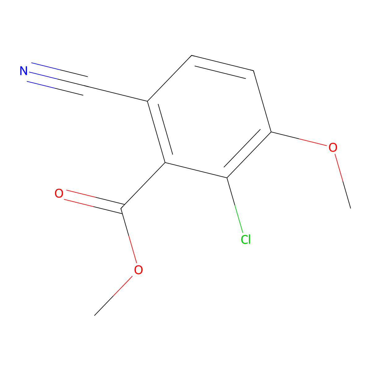 Methyl 2-chloro-6-cyano-3-methoxybenzoate molecular structure, CAS 1807189-40-7