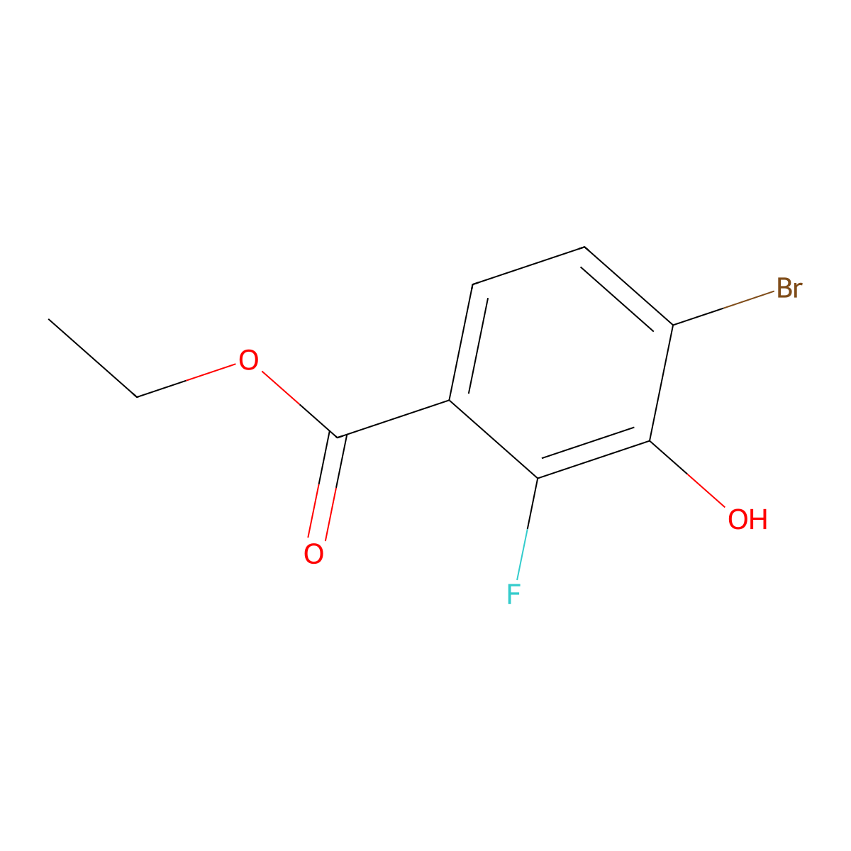 Ethyl 4-bromo-2-fluoro-3-hydroxybenzoate molecular structure, CAS 1807191-25-8