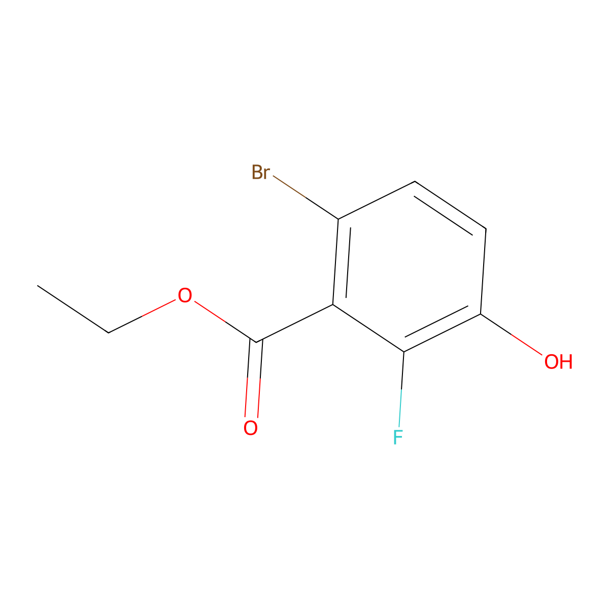 Ethyl 6-bromo-2-fluoro-3-hydroxybenzoate molecular structure, CAS 1807191-32-7
