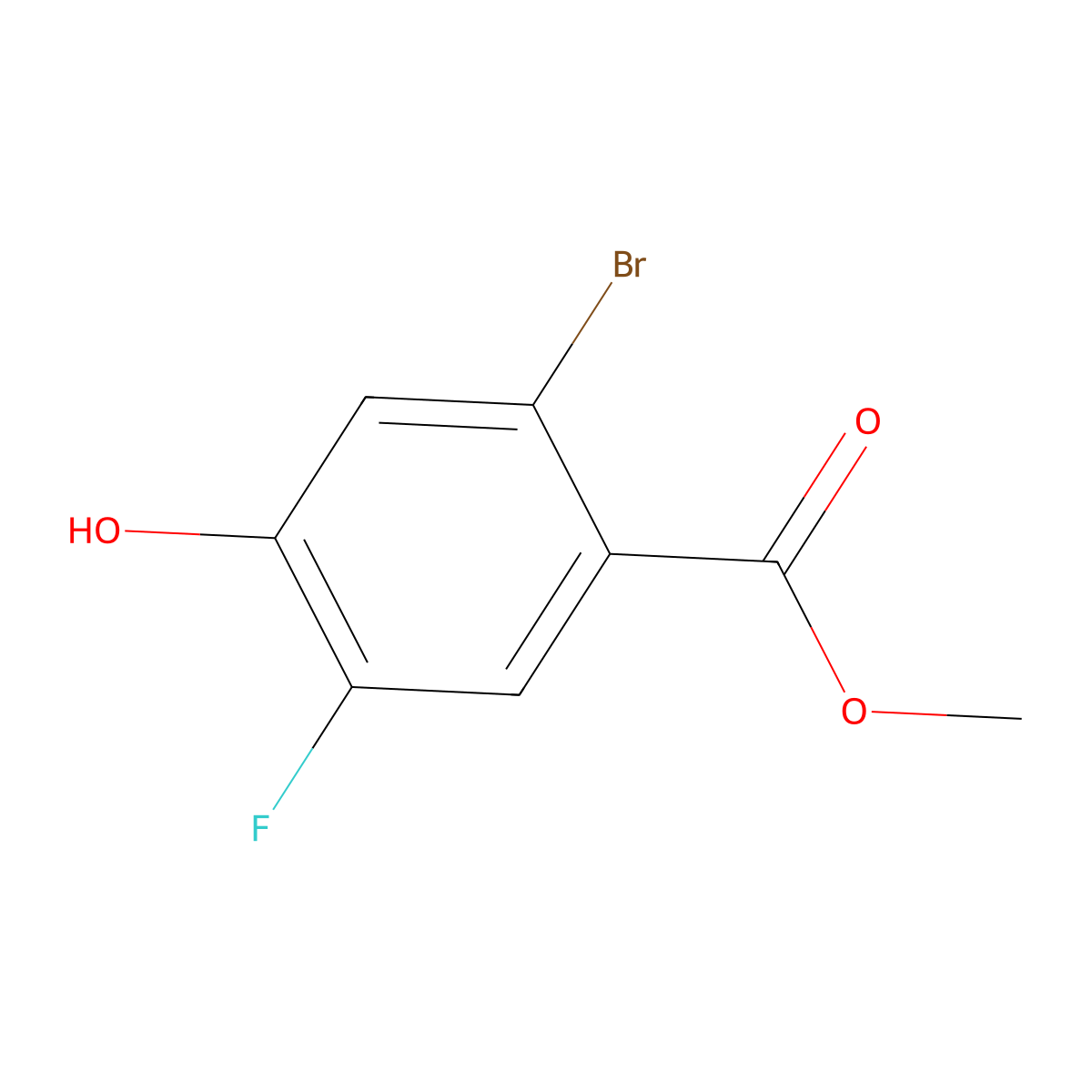 Methyl 2-bromo-5-fluoro-4-hydroxybenzoate molecular structure, CAS 1807191-48-5