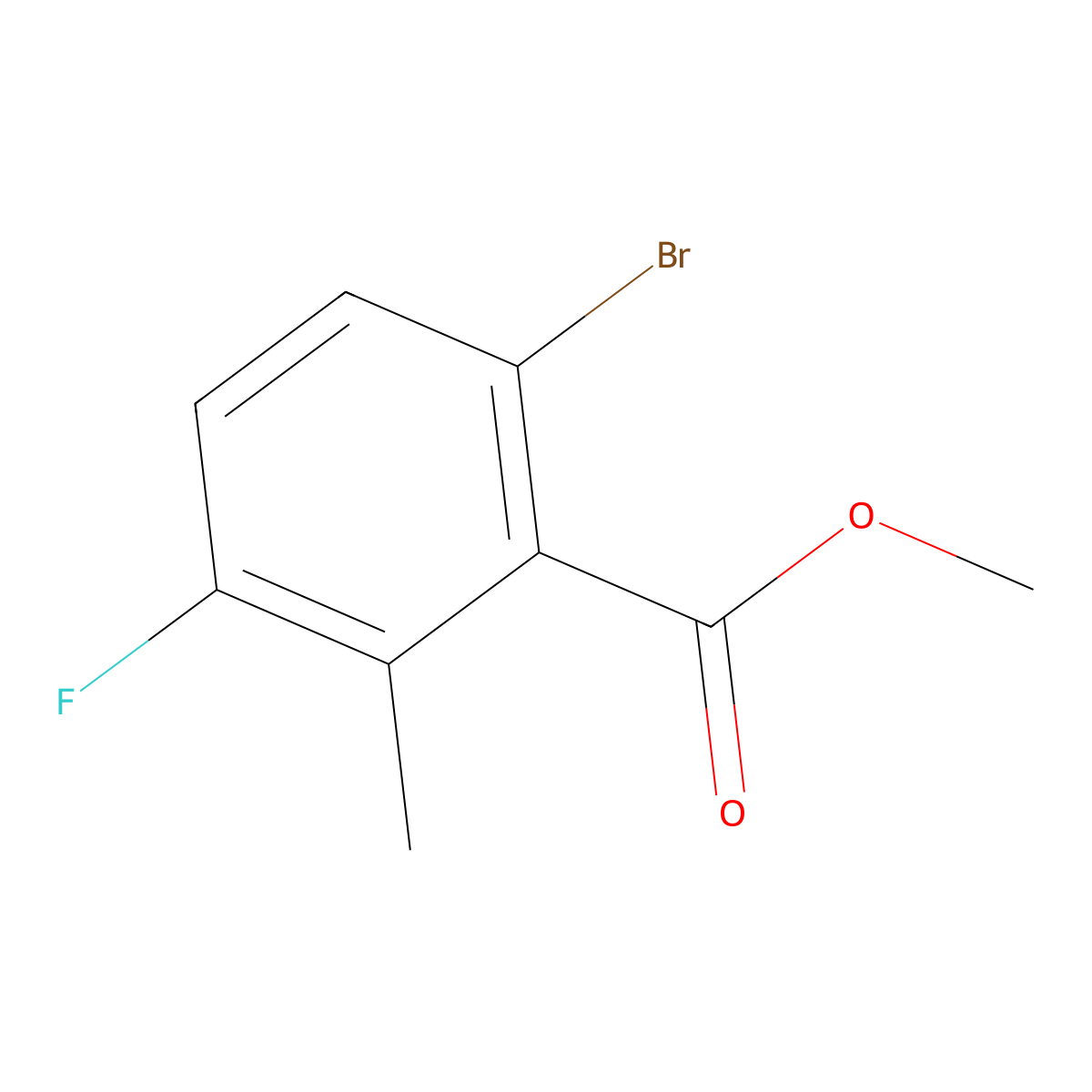 Methyl 6-bromo-3-fluoro-2-methylbenzoate molecular structure, CAS 1807191-86-1