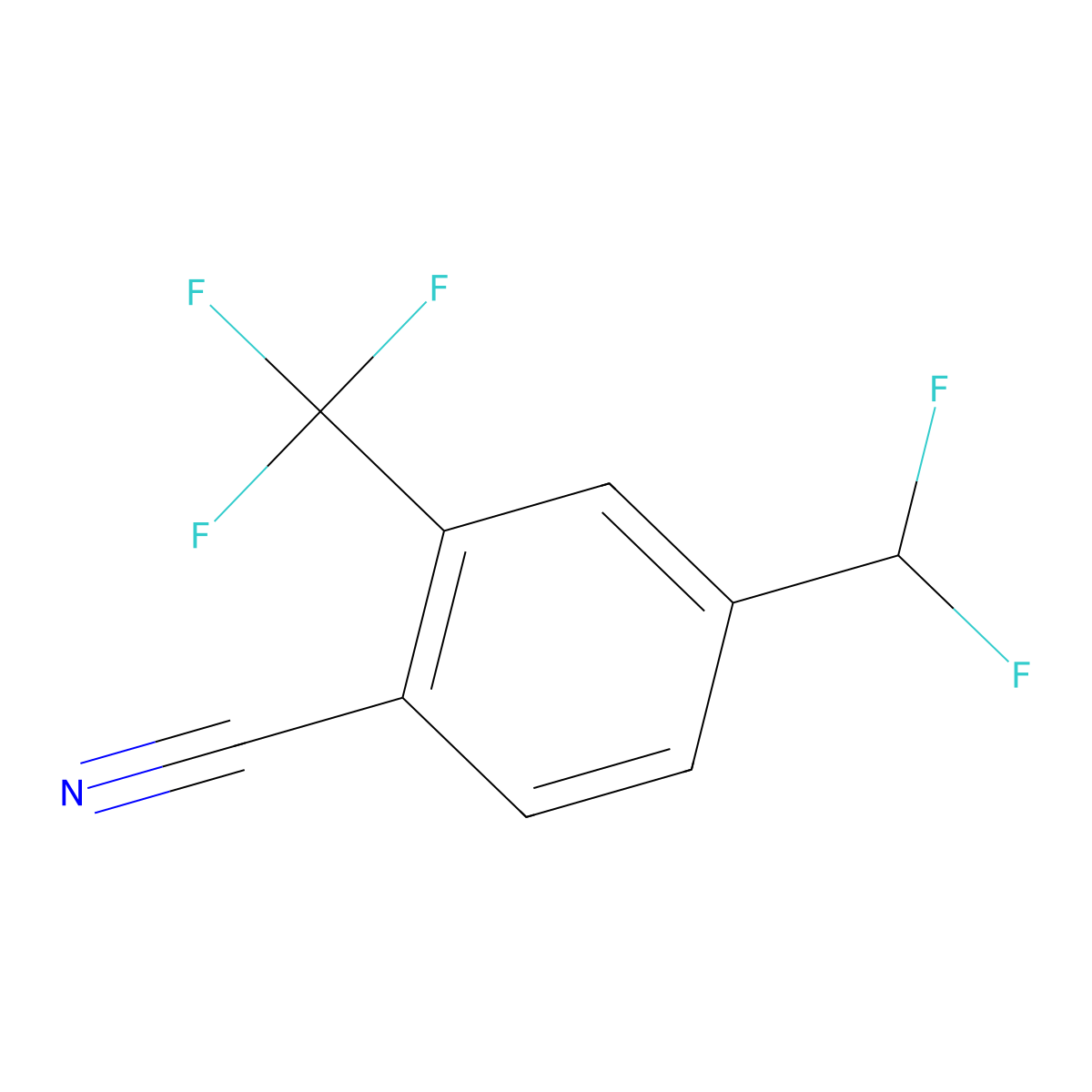 4-Difluoromethyl-2-(trifluoromethyl)benzonitrile molecular structure, CAS 1807192-90-0