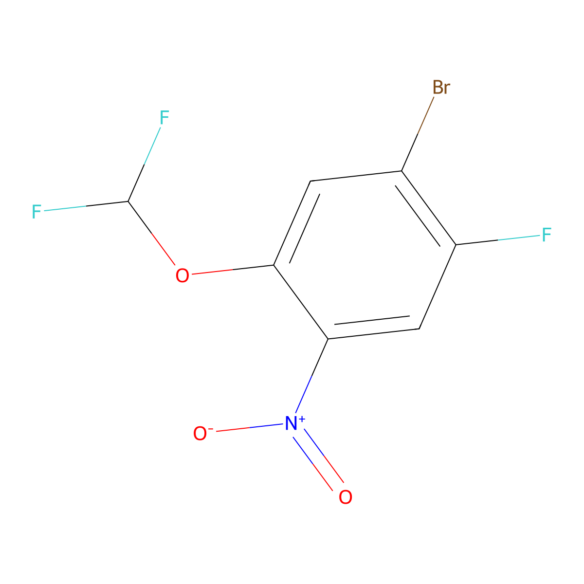 1-Bromo-5-(difluoromethoxy)-2-fluoro-4-nitrobenzene molecular structure, CAS 1807196-29-7