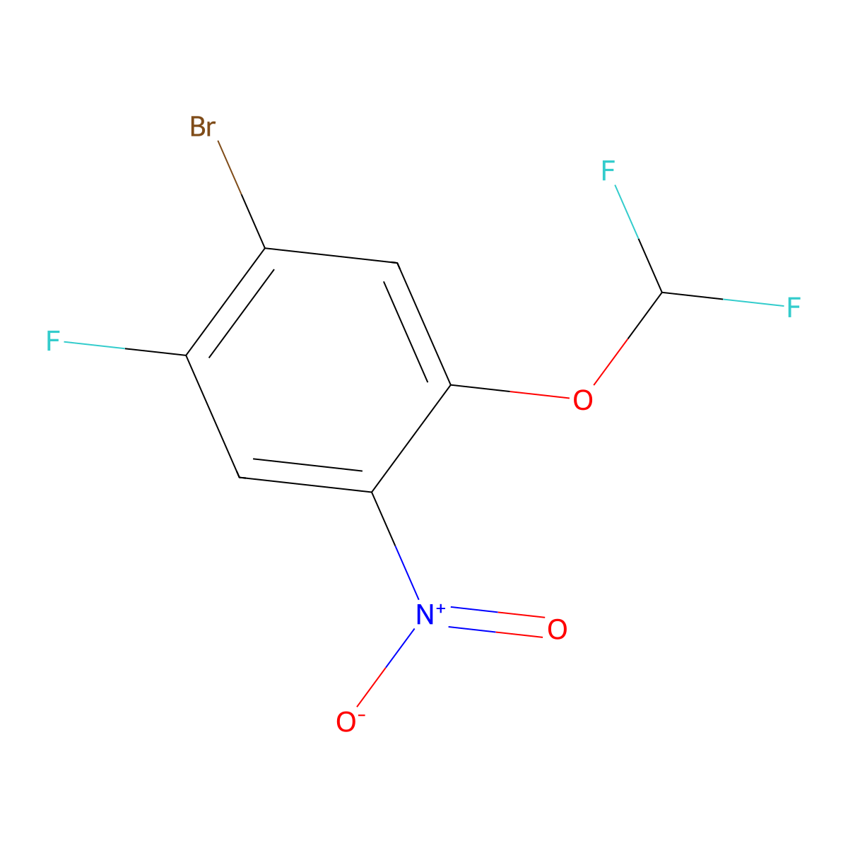 1-Bromo-5-(difluoromethoxy)-2-fluoro-4-nitrobenzene molecular structure, CAS 1807196-29-7