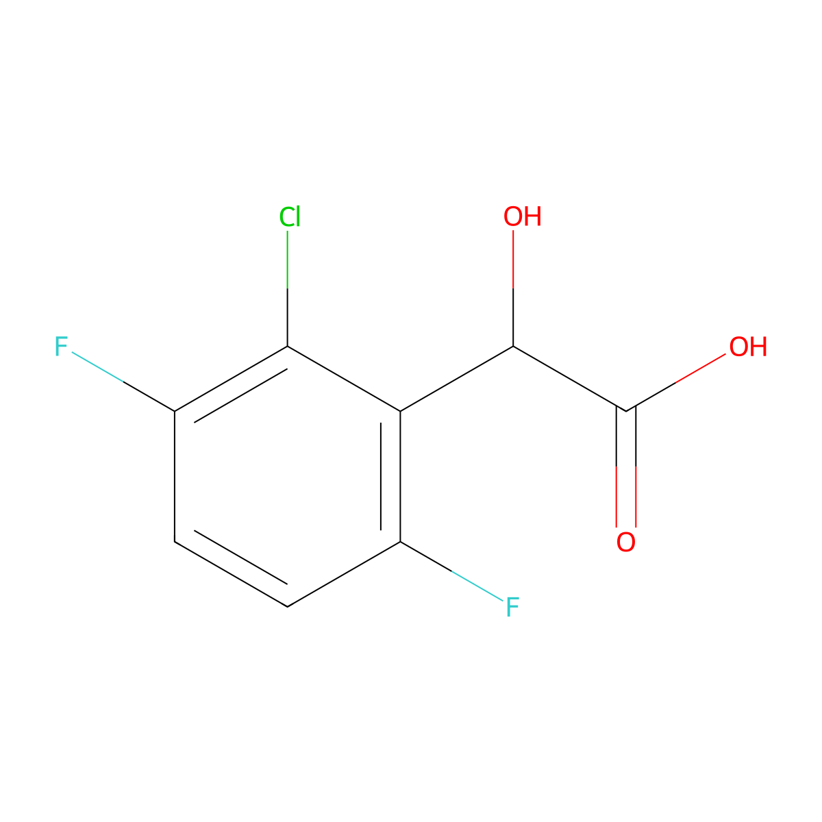 2-(2-Chloro-3,6-difluorophenyl)-2-hydroxyacetic acid molecular structure, CAS 1807198-04-4