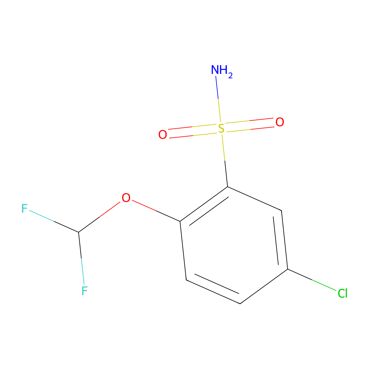 5-Chloro-2-(difluoromethoxy)benzene-1-sulfonamide molecular structure, CAS 1807198-35-1