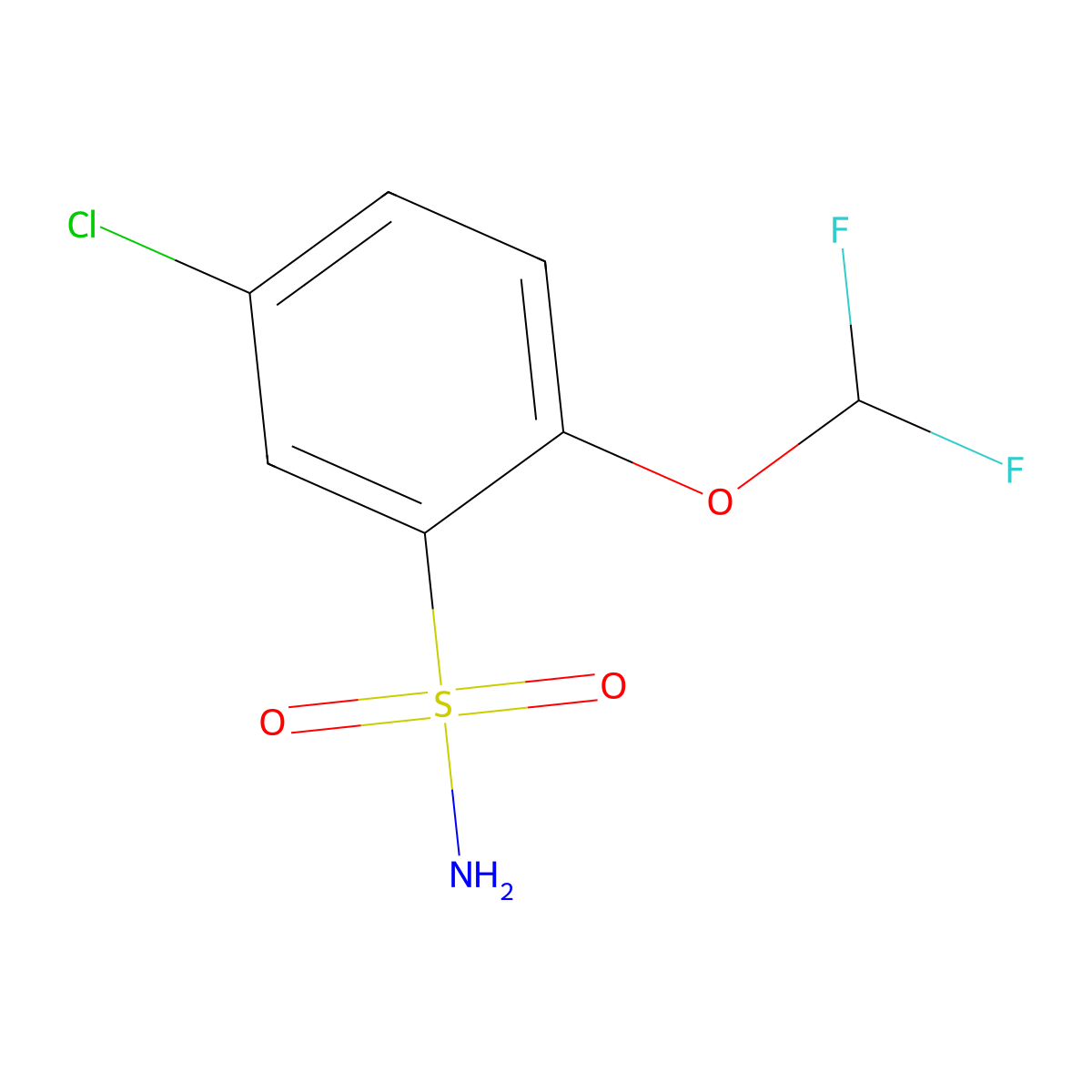 5-Chloro-2-(difluoromethoxy)benzene-1-sulfonamide molecular structure, CAS 1807198-35-1