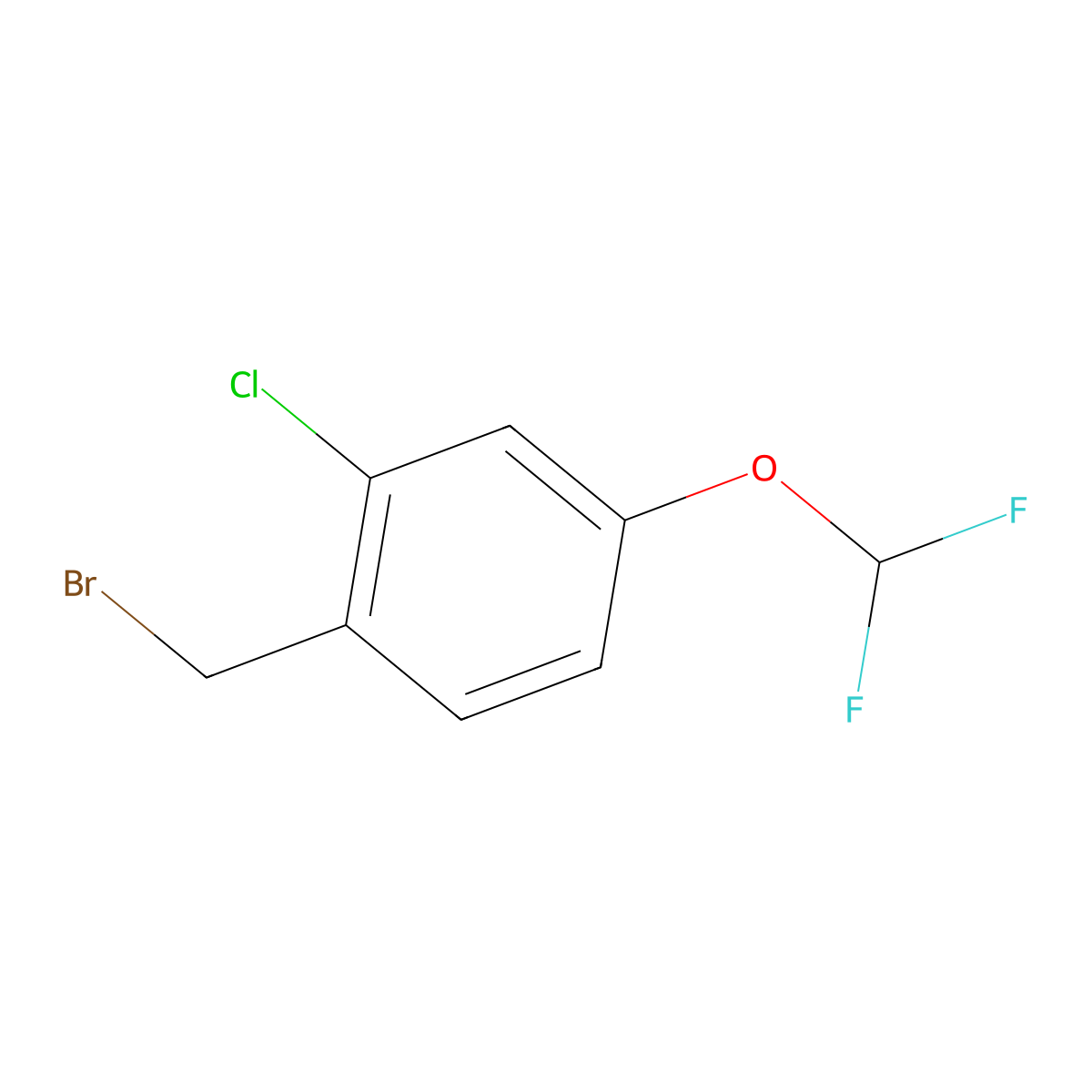 1-(Bromomethyl)-2-chloro-4-(difluoromethoxy)benzene molecular structure, CAS 1807198-74-8