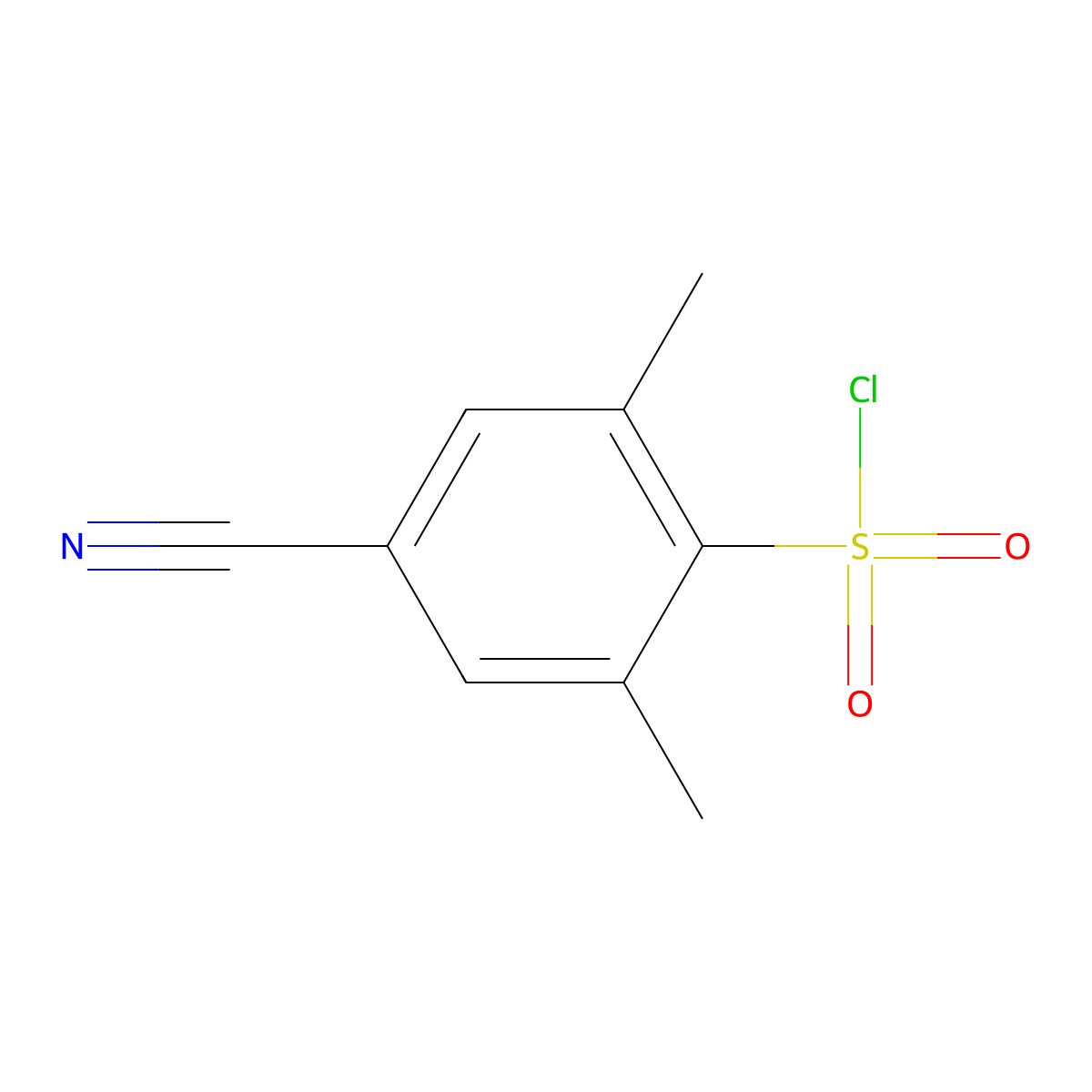 4-Cyano-2,6-dimethylbenzene-1-sulfonyl chloride molecular structure, CAS 1807199-55-8