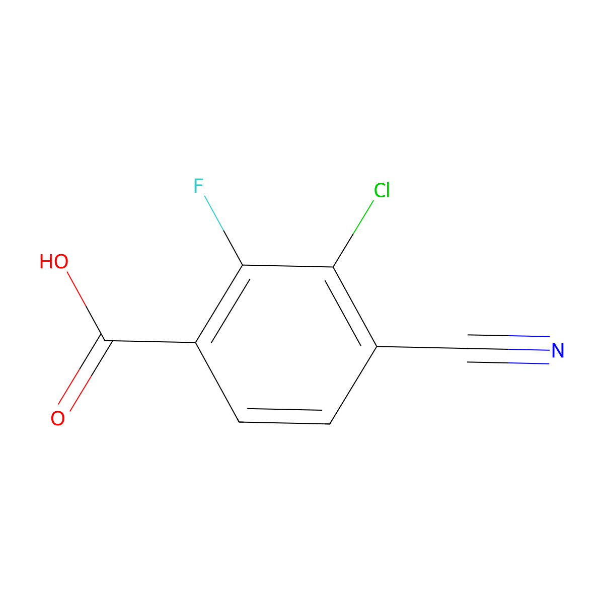 3-Chloro-4-cyano-2-fluorobenzoic acid molecular structure, CAS 1807203-40-2
