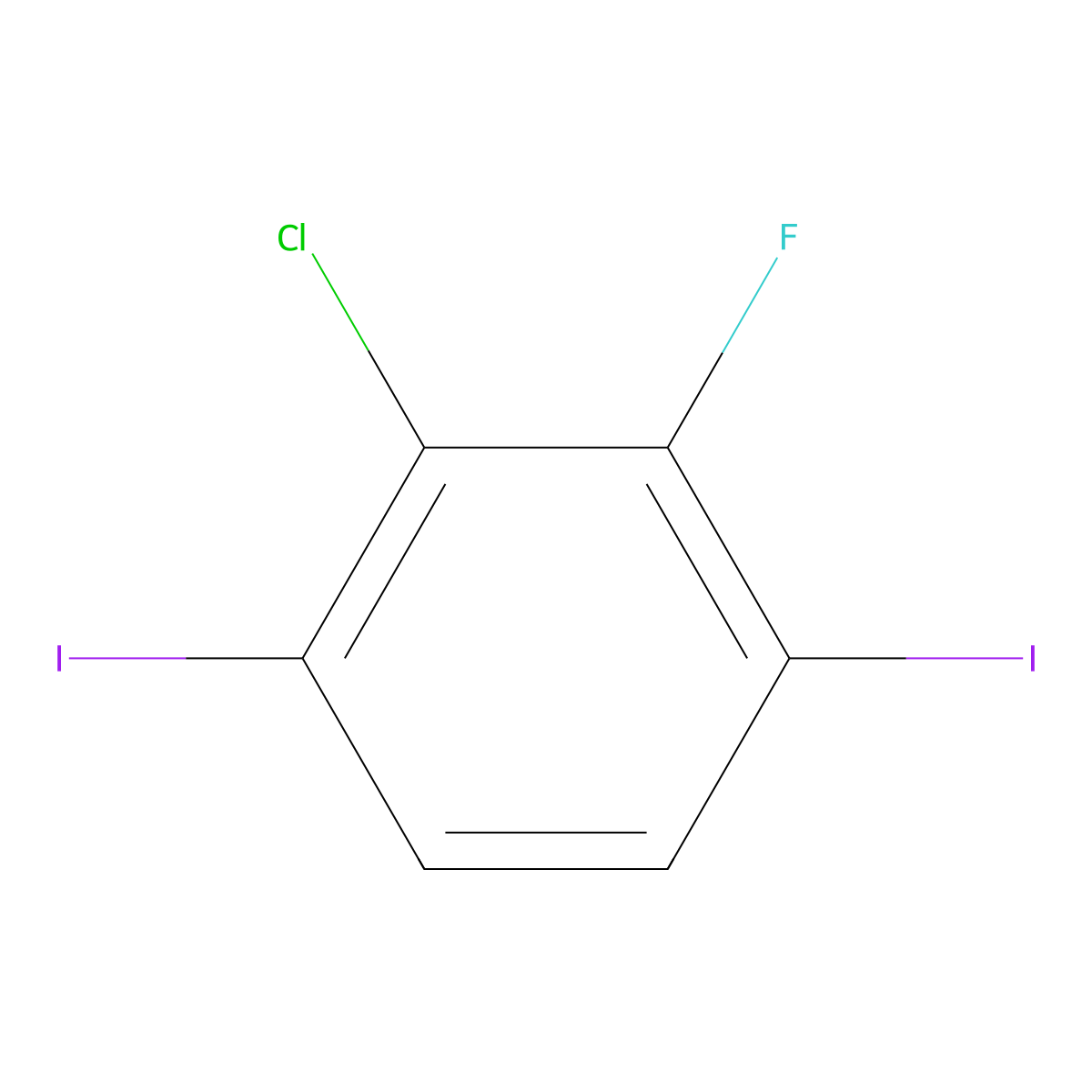 2-Chloro-3-fluoro-1,4-diiodobenzene molecular structure, CAS 1807206-03-6