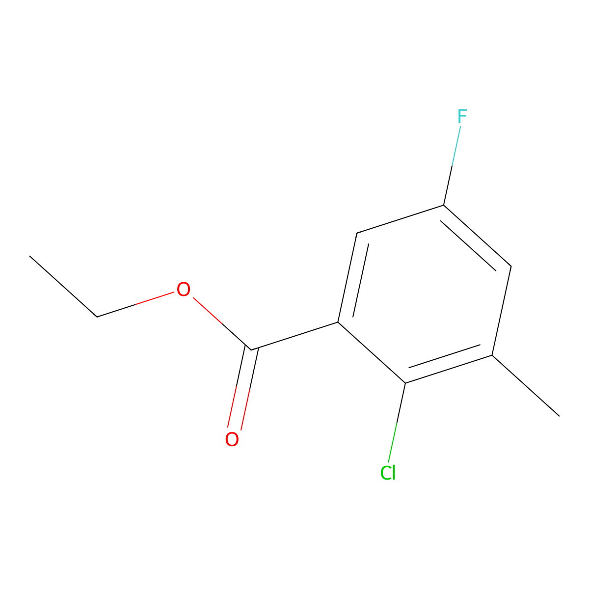 Ethyl 2-chloro-5-fluoro-3-methylbenzoate molecular structure, CAS 1807207-97-1