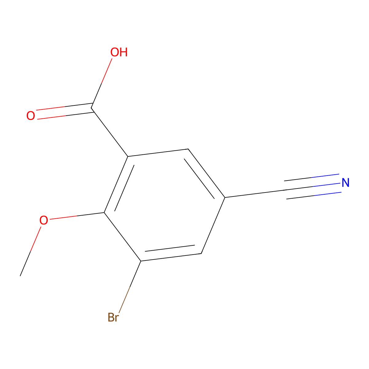3-Bromo-5-cyano-2-methoxybenzoic acid molecular structure, CAS 1807208-75-8