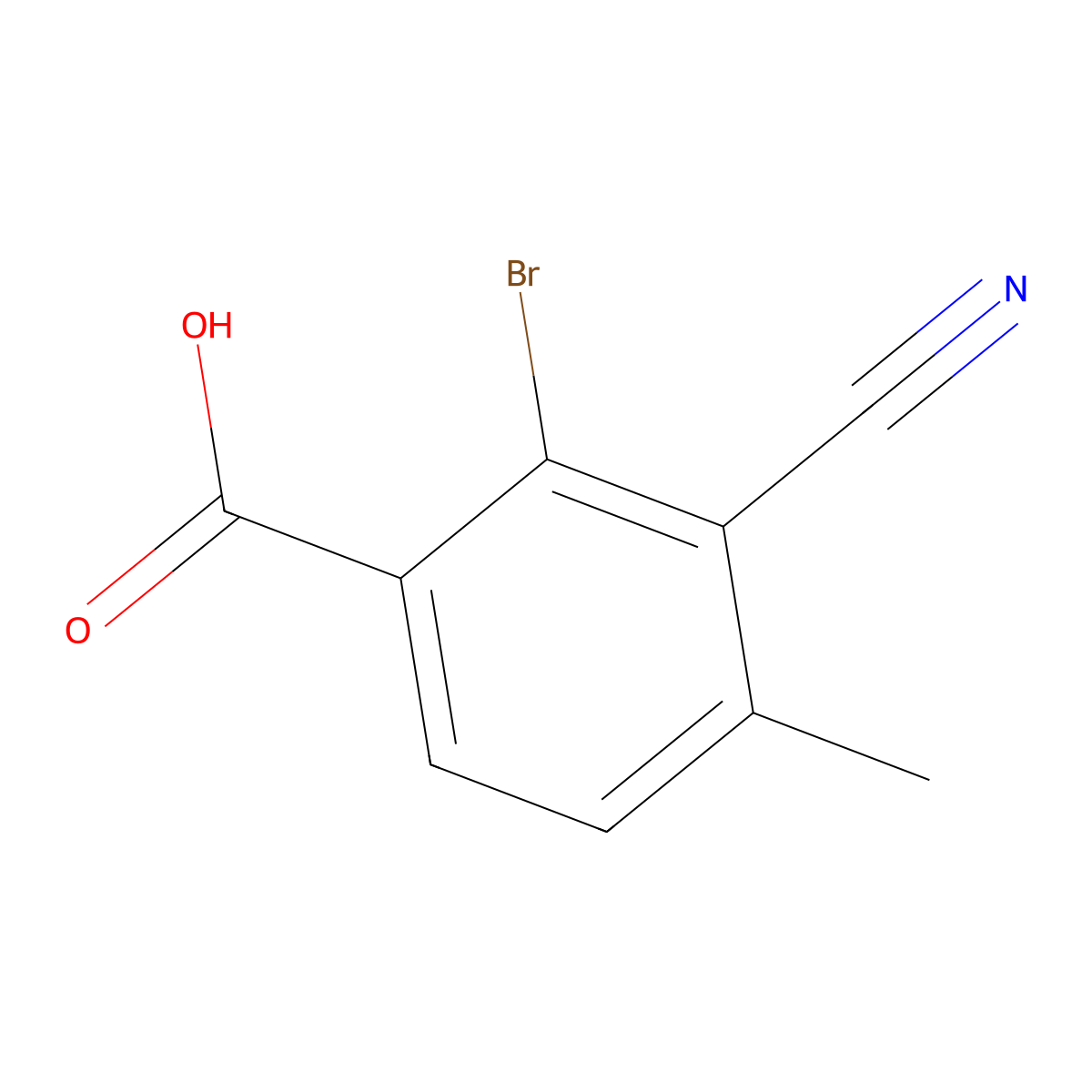 2-Bromo-3-cyano-4-methylbenzoic acid molecular structure, CAS 1807209-00-2