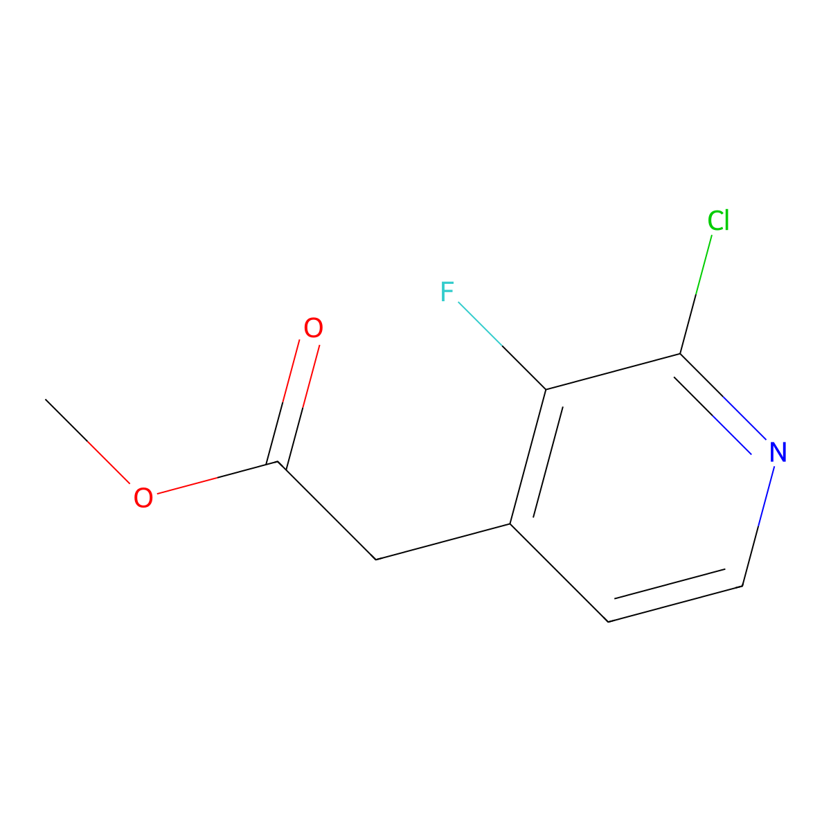 Methyl 2-(2-chloro-3-fluoropyridin-4-yl)acetate molecular structure, CAS 1807209-86-4