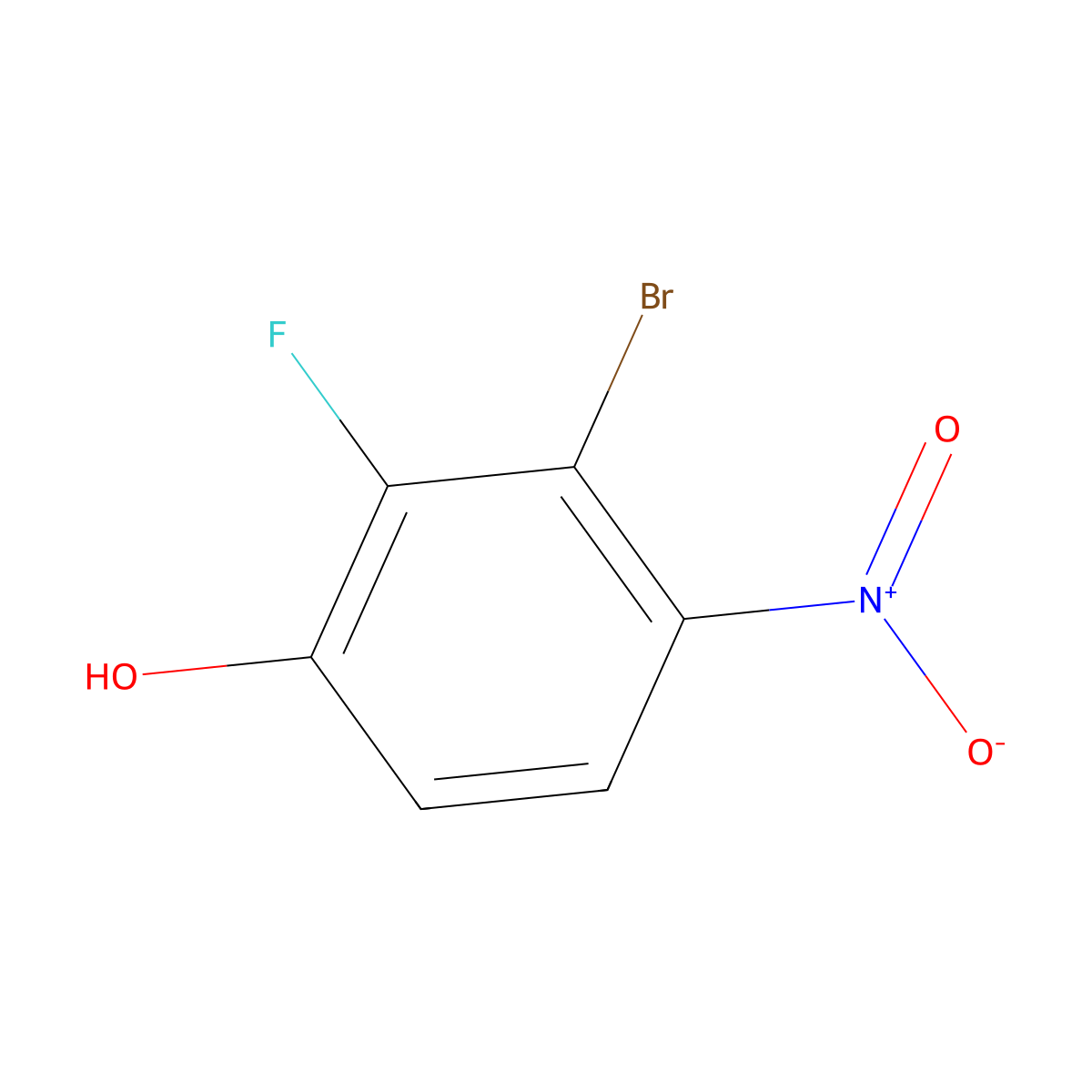 3-Bromo-2-fluoro-4-nitrophenol molecular structure, CAS 1807210-00-9