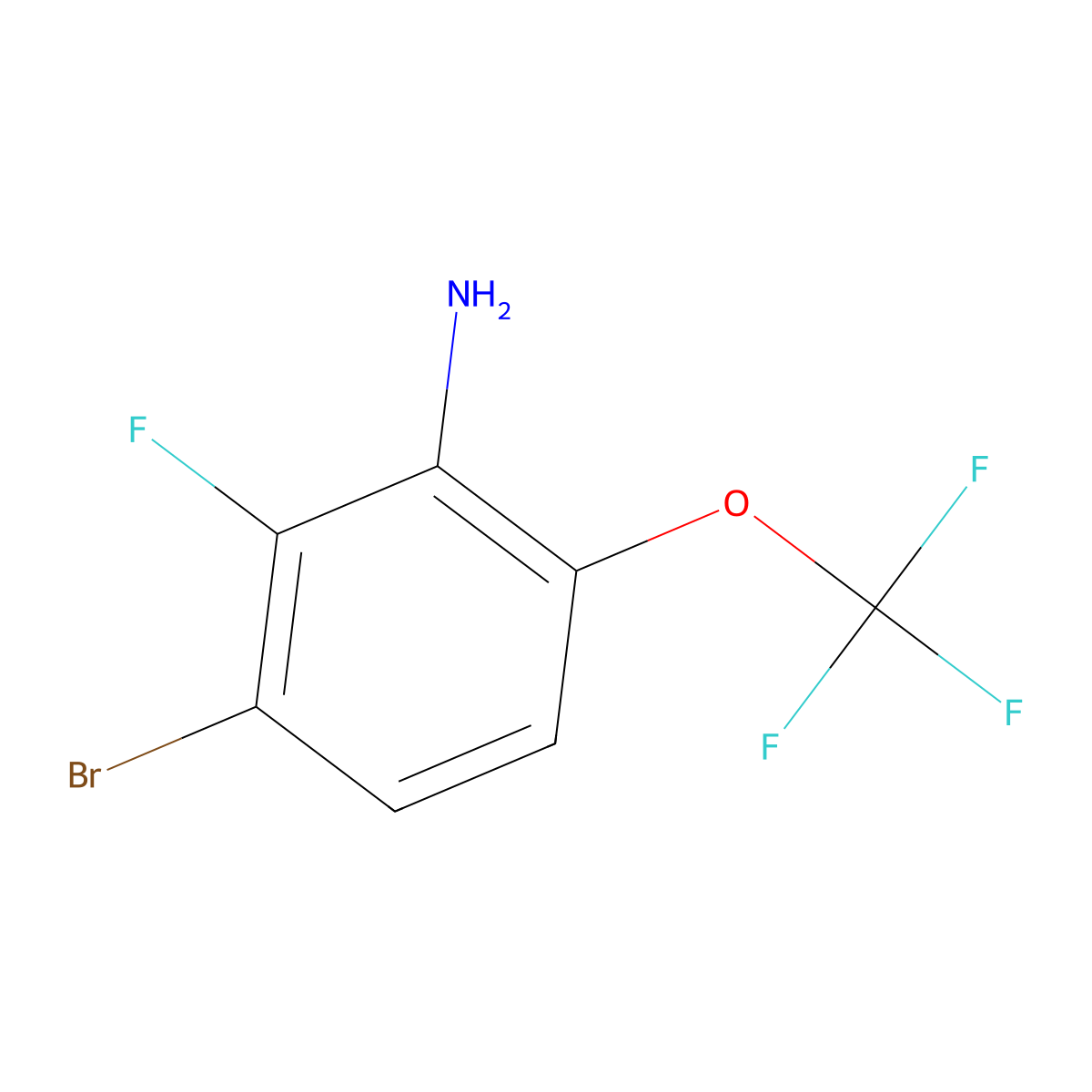 Benzenamine, 3-bromo-2-fluoro-6-(trifluoromethoxy)- molecular structure, CAS 1807210-14-5