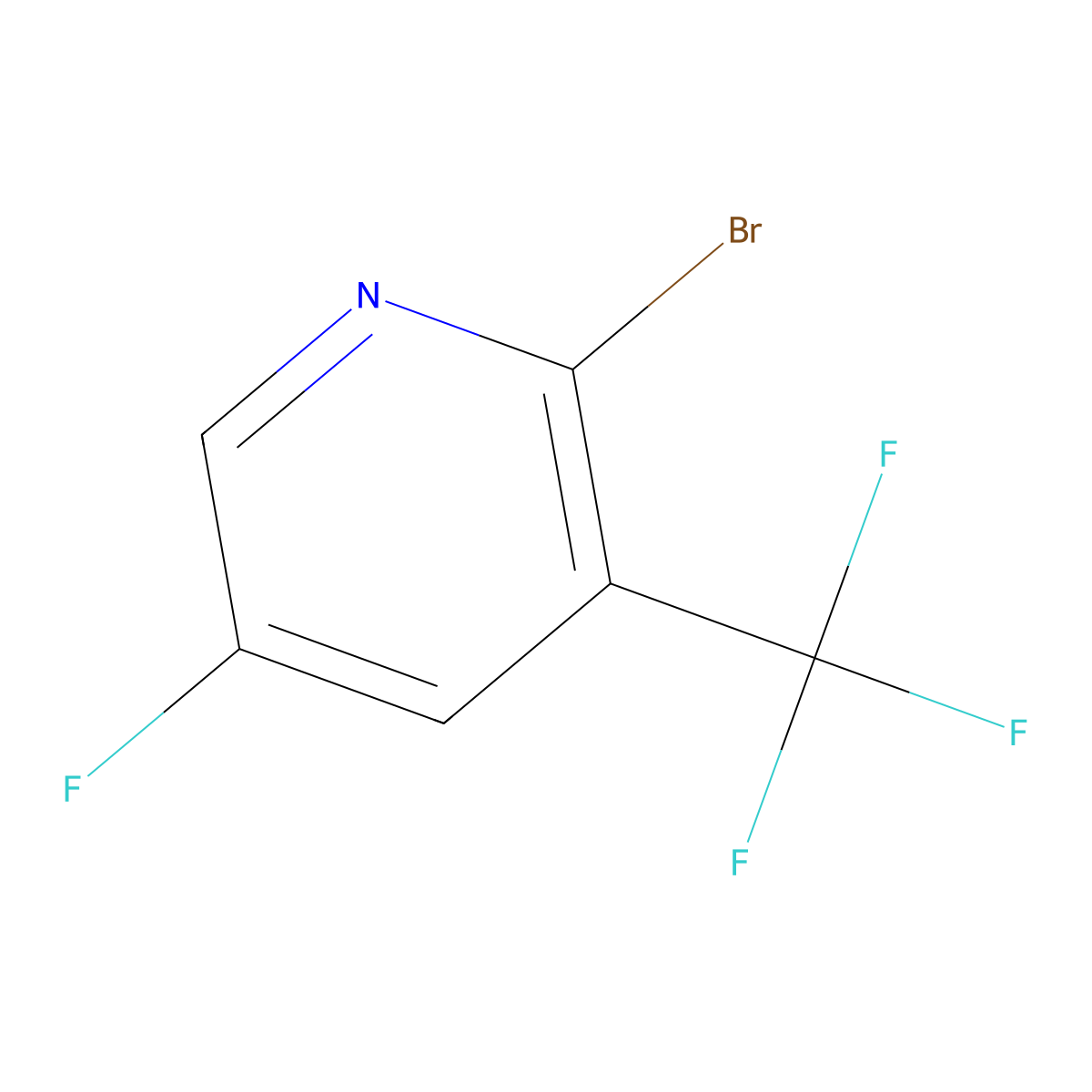 2-Bromo-5-fluoro-3-(trifluoromethyl)pyridine molecular structure, CAS 1807210-32-7