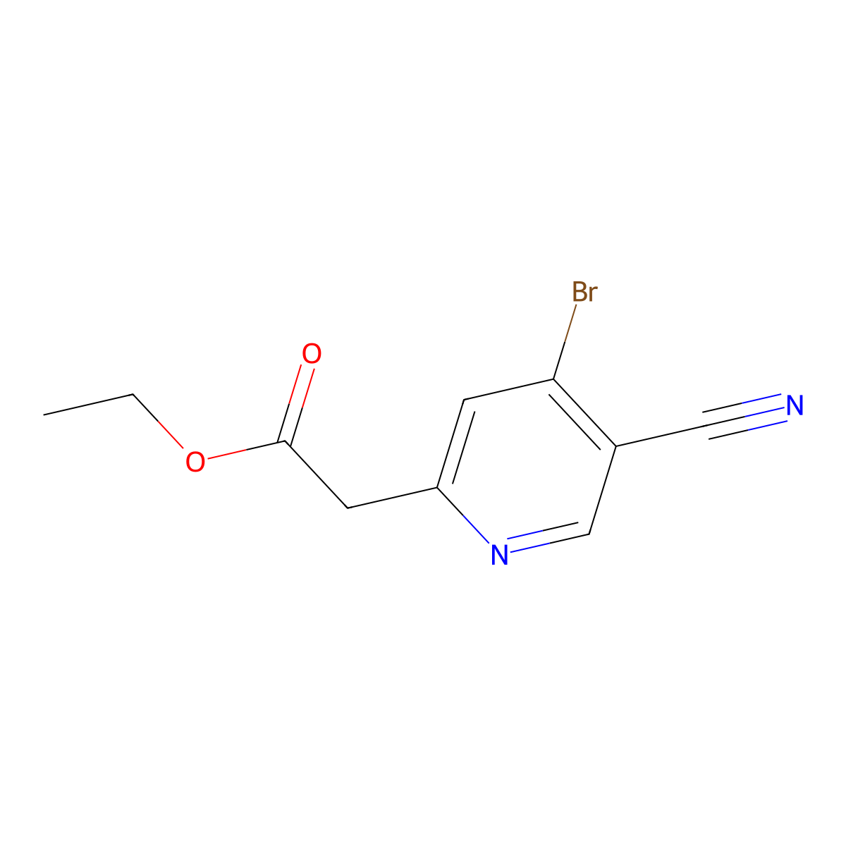 Ethyl 2-(4-bromo-5-cyanopyridin-2-yl)acetate molecular structure, CAS 1807211-03-5