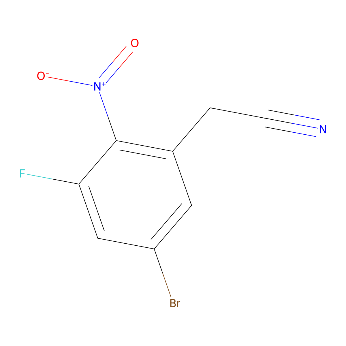 2-(5-Bromo-3-fluoro-2-nitrophenyl)acetonitrile molecular structure, CAS 1807211-69-3