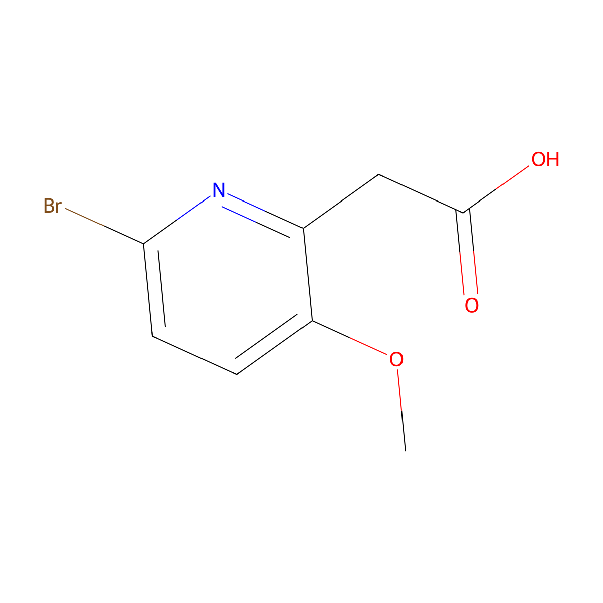 2-(6-Bromo-3-methoxypyridin-2-yl)acetic acid molecular structure, CAS 1807214-27-2