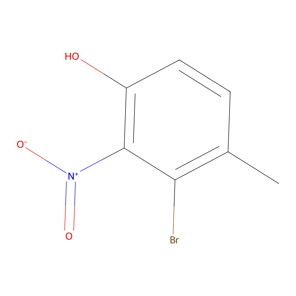 3-Bromo-4-methyl-2-nitrophenol molecular structure, CAS 1807219-58-4