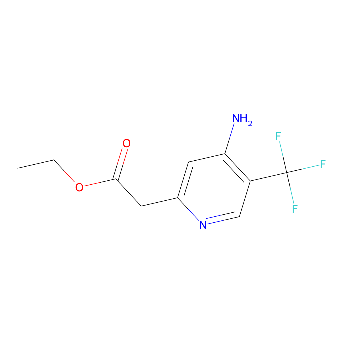 Ethyl 2-[4-amino-5-(trifluoromethyl)-2-pyridyl]acetate molecular structure, CAS 1807223-02-4