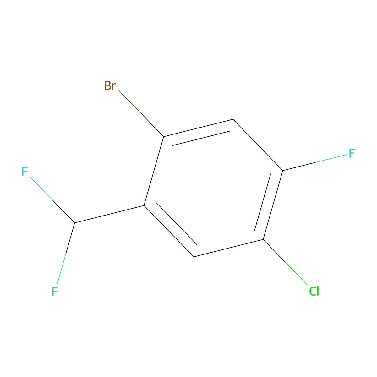 1-Bromo-4-chloro-2-(difluoromethyl)-5-fluorobenzene molecular structure, CAS 1807223-83-1