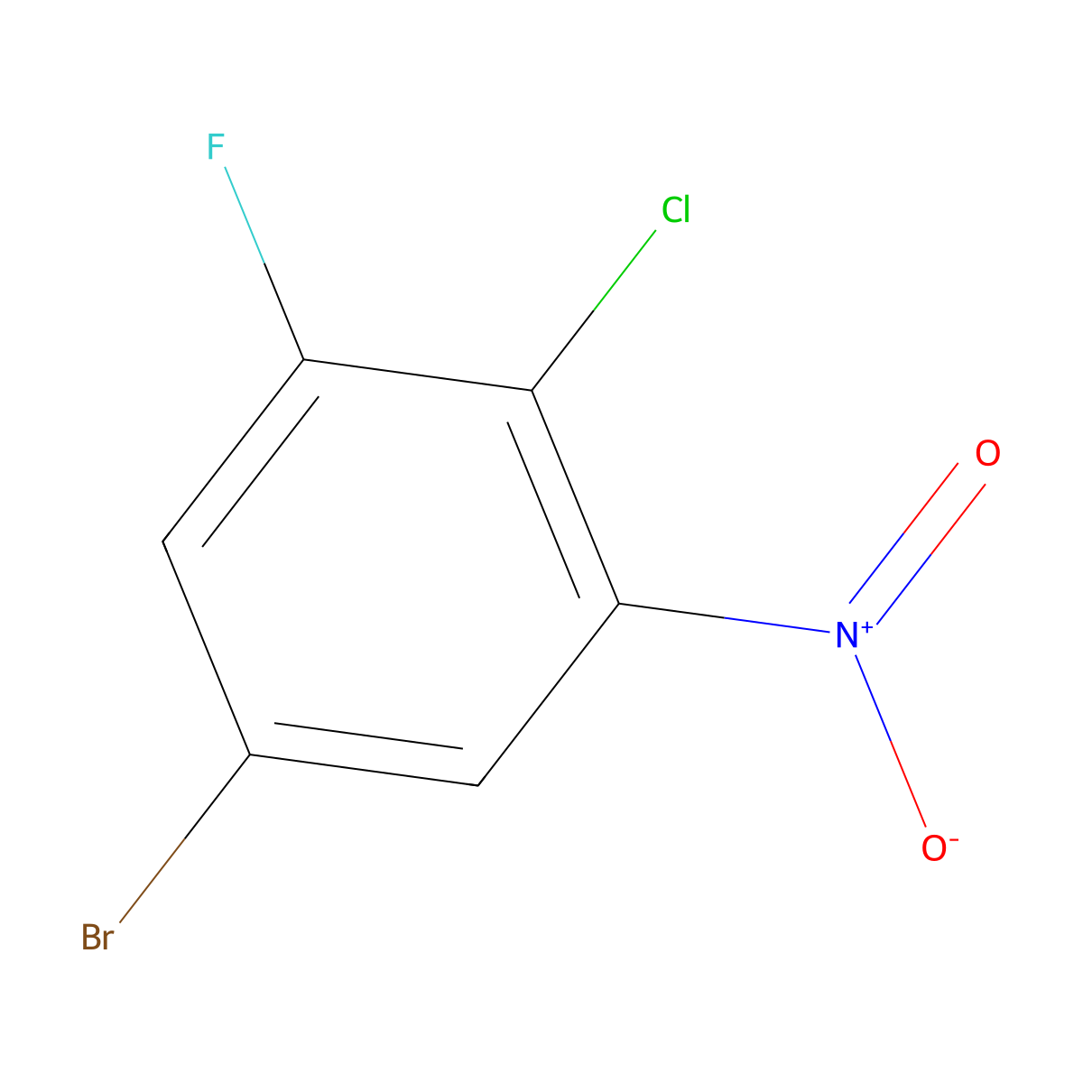 5-Bromo-2-chloro-1-fluoro-3-nitrobenzene molecular structure, CAS 1807224-10-7