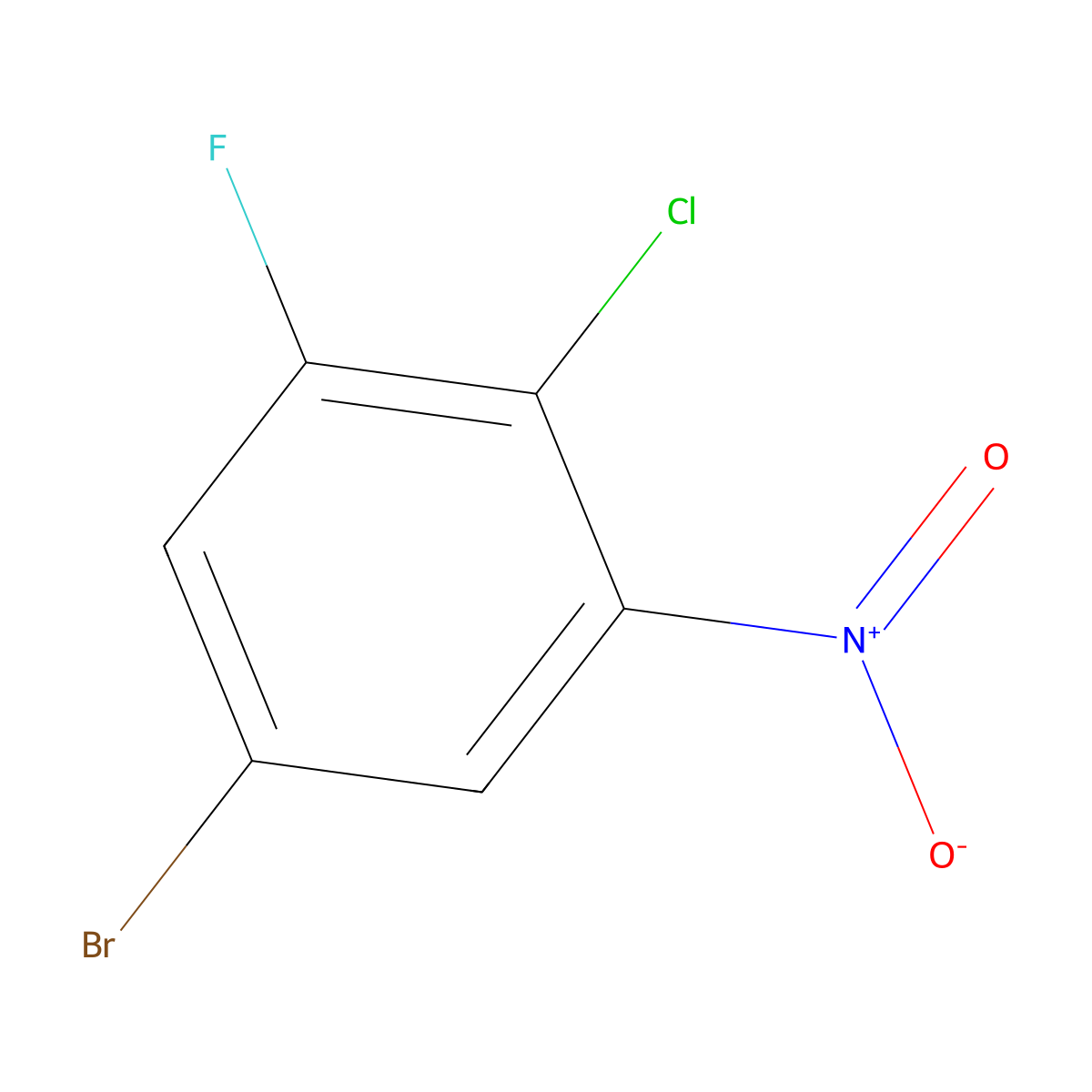 5-Bromo-2-chloro-1-fluoro-3-nitrobenzene molecular structure, CAS 1807224-10-7