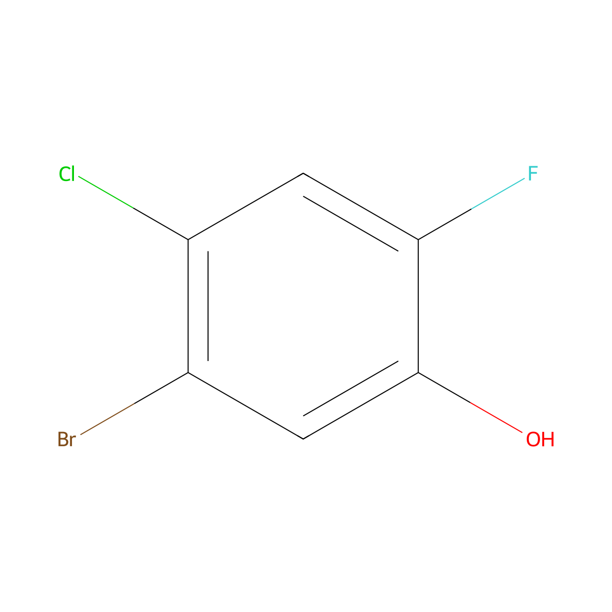 5-Bromo-4-chloro-2-fluorophenol molecular structure, CAS 1807224-71-0