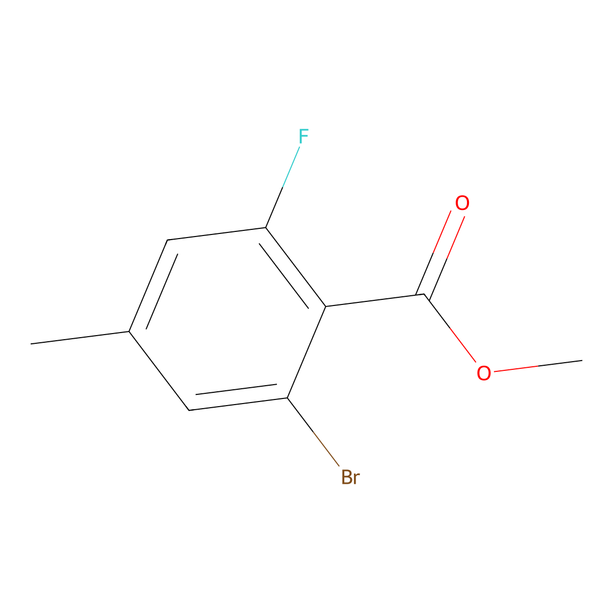 Methyl 2-bromo-6-fluoro-4-methylbenzoate molecular structure, CAS 1807232-33-2