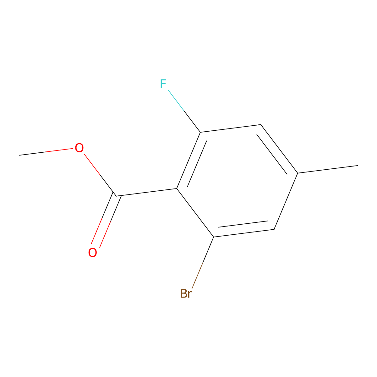 Methyl 2-bromo-6-fluoro-4-methylbenzoate molecular structure, CAS 1807232-33-2