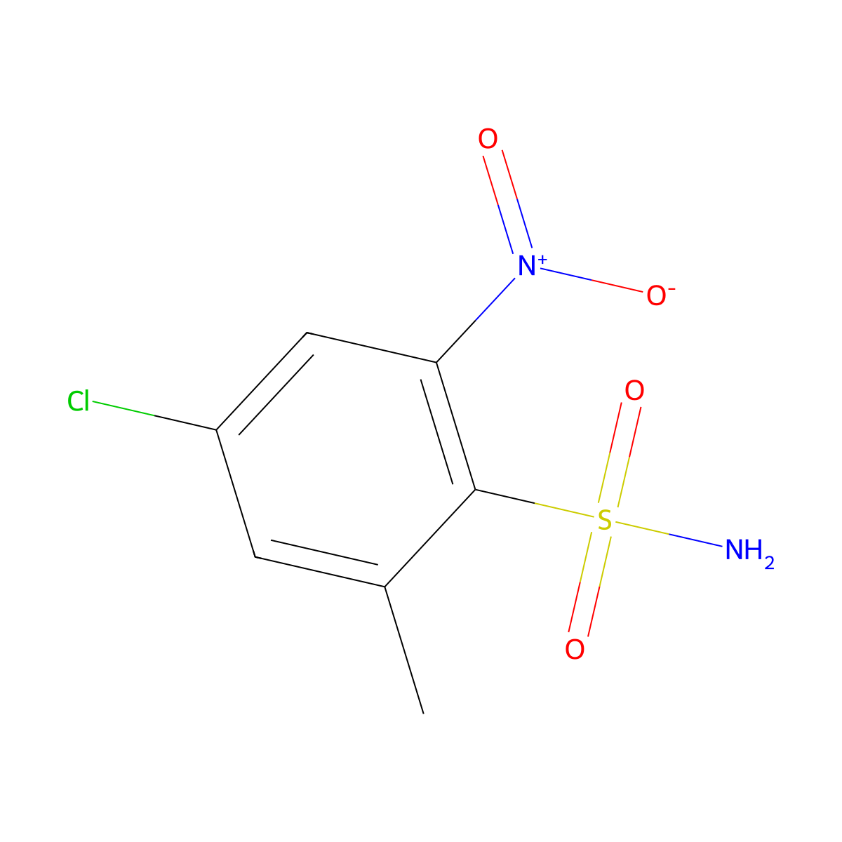 4-Chloro-2-methyl-6-nitrobenzene-1-sulfonamide molecular structure, CAS 1807232-50-3