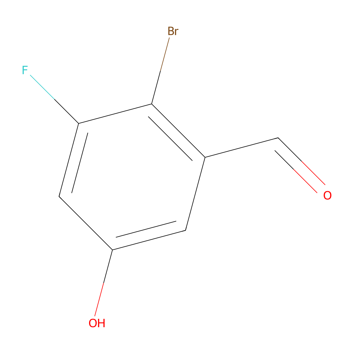 2-Bromo-3-fluoro-5-hydroxybenzaldehyde molecular structure, CAS 1807235-04-6