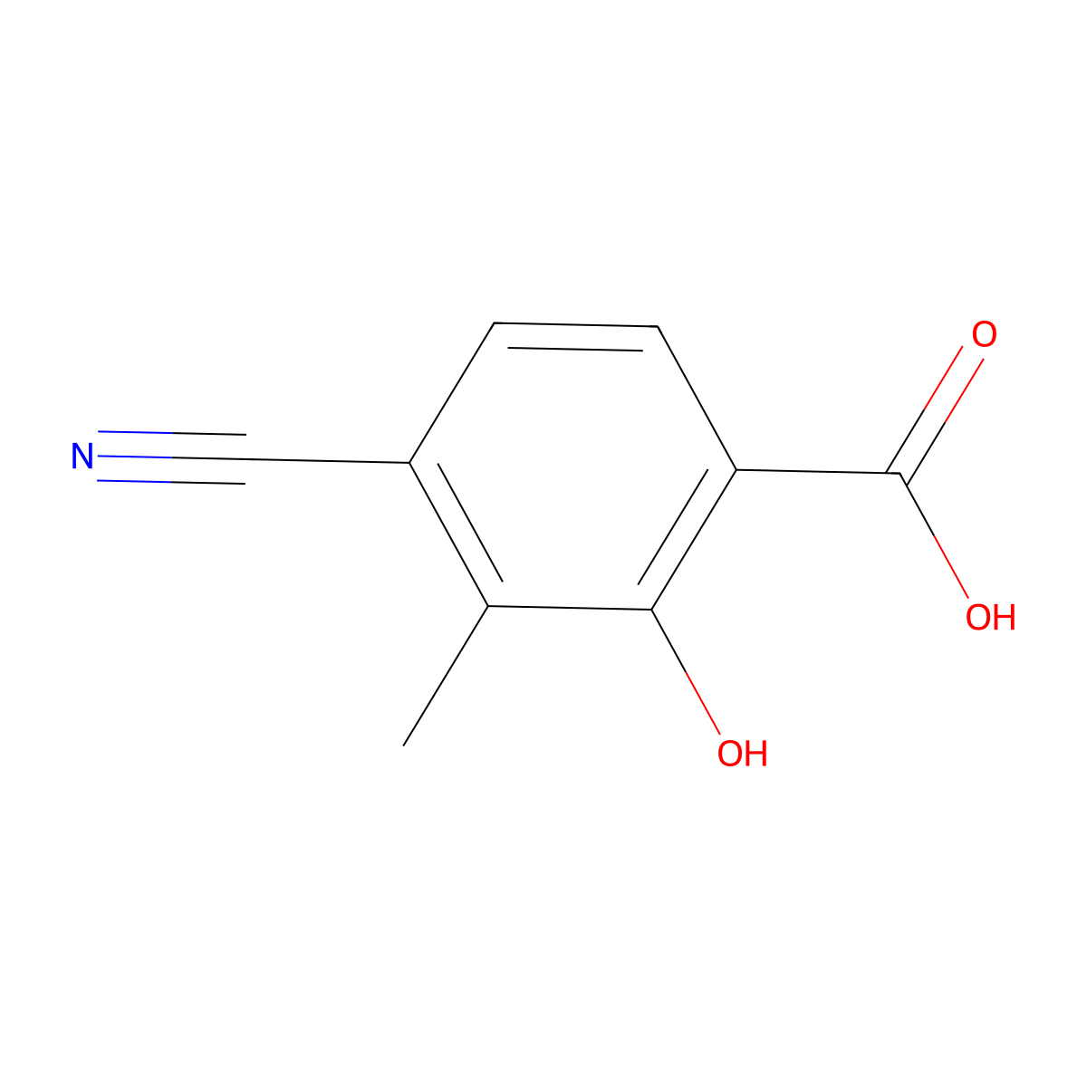 4-Cyano-2-hydroxy-3-methylbenzoic acid molecular structure, CAS 1807237-04-2