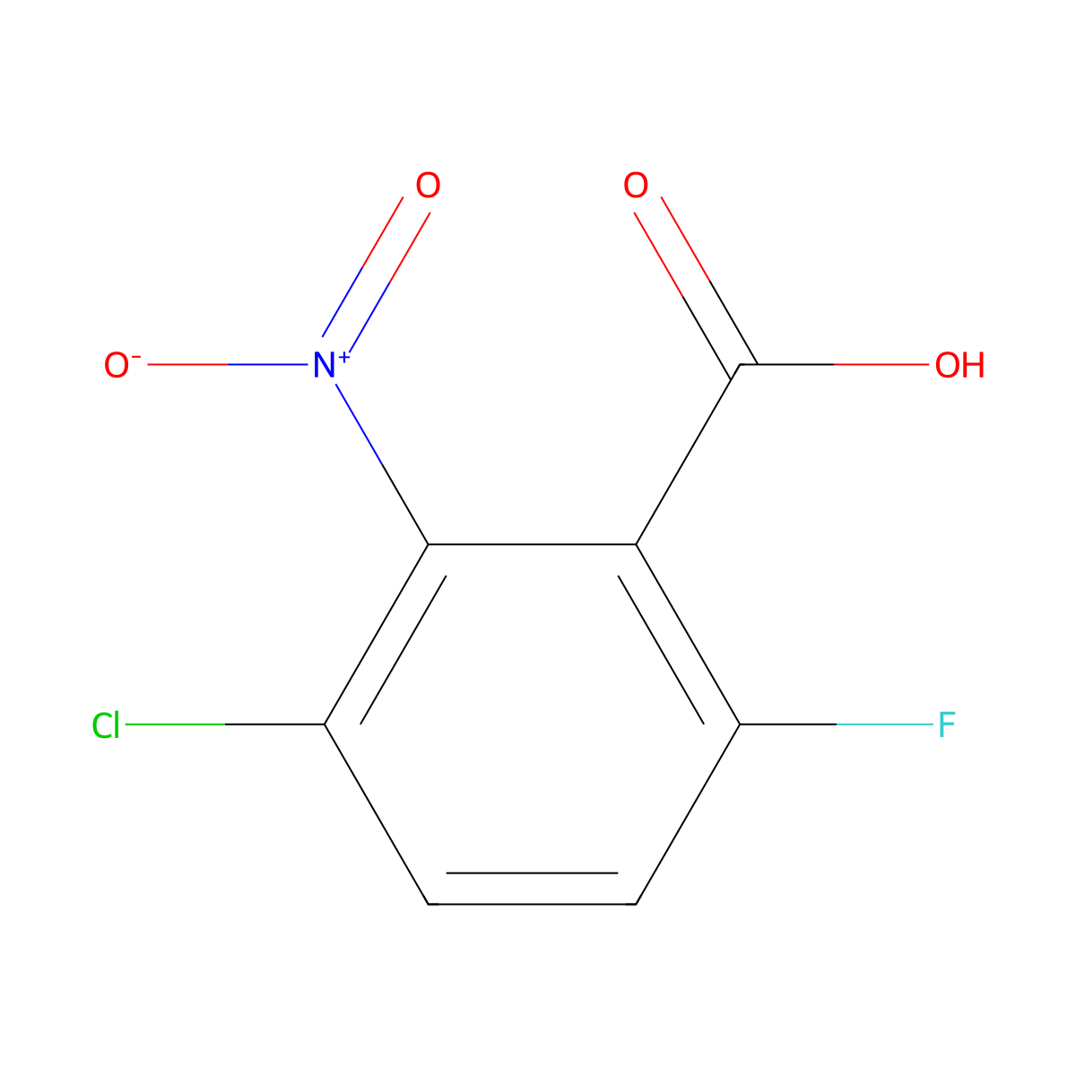 3-Chloro-6-fluoro-2-nitrobenzoic acid molecular structure, CAS 1807238-17-0