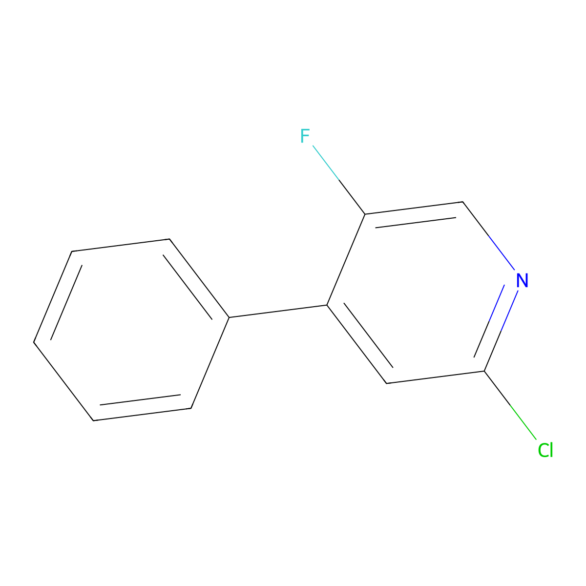 2-Chloro-5-fluoro-4-phenylpyridine molecular structure, CAS 1807238-41-0
